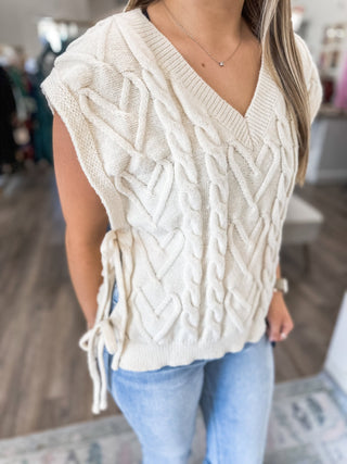 Cream Fall Thread Cable Knit Sweater Top - Everyday EDEN Boutique & Gifts