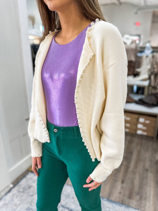 Cream Pearl Outline Detail Sweater - Everyday EDEN Boutique & Gifts