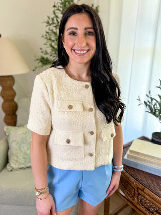 Cream Sweet & Sophisticated Tweed Top - Everyday EDEN Boutique & Gifts