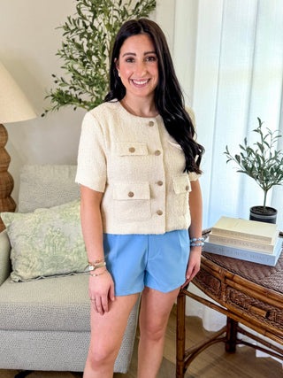 Cream Sweet & Sophisticated Tweed Top - Everyday EDEN Boutique & Gifts