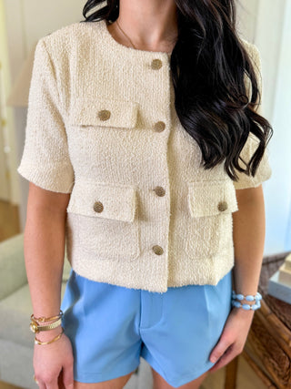 Cream Sweet & Sophisticated Tweed Top - Everyday EDEN Boutique & Gifts