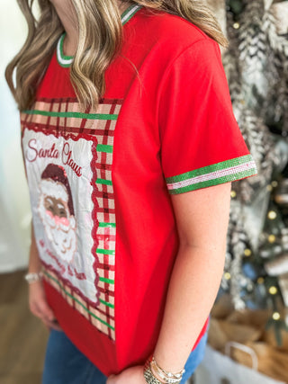 CUSTOM DESIGN: Santa Sequin Plaid Holiday Luxe Top - Everyday EDEN Boutique & Gifts