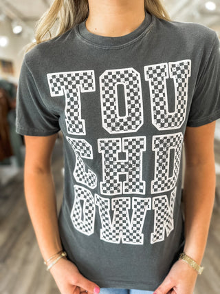 Dark Grey Checker Touchdown Tee - Everyday EDEN Boutique & Gifts