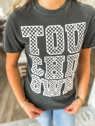 Dark Grey Checker Touchdown Tee - Everyday EDEN Boutique & Gifts