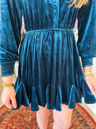 Dark Teal Dancing In The Knit Velvet Mini Dress - Everyday EDEN Boutique & Gifts