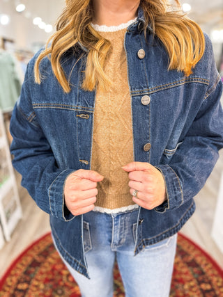 Dark Wash Patch Pocket Relaxed Fit Denim Jacket - Everyday EDEN Boutique & Gifts