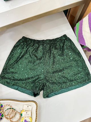 Deep Emerald Welcome To The Party Sequin Shorts - Everyday EDEN Boutique & Gifts
