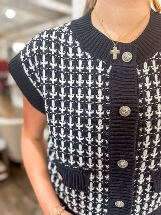 DOORBUSTER: Navy Tweed & Tinsel Sweater Vest - Everyday EDEN Boutique & Gifts
