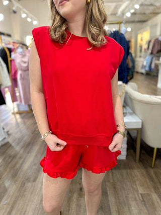 Down, Set, Hut Red Game Day Shorts Set - Everyday EDEN Boutique & Gifts