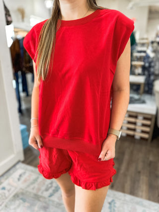 Down, Set, Hut Red Game Day Shorts Set - Everyday EDEN Boutique & Gifts