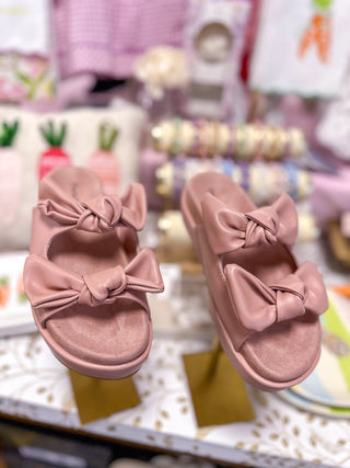 Dusty Rose Darling Double Bow Platform Sandal - Everyday EDEN Boutique & Gifts