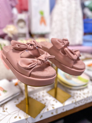 Dusty Rose Darling Double Bow Platform Sandal - Everyday EDEN Boutique & Gifts