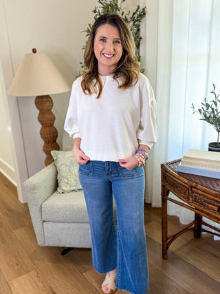 Eloise Patch Pocket High Rise Crop Wide Leg Medium Denim Jeans - Everyday EDEN Boutique & Gifts