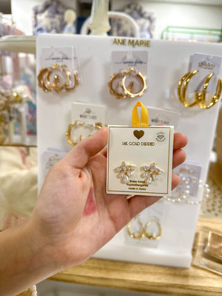 Everlasting Pearl & Crystal Earring Stud - Everyday EDEN Boutique & Gifts