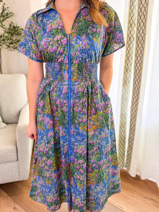 Fairytale Floral Zip Midi Dress - Everyday EDEN Boutique & Gifts