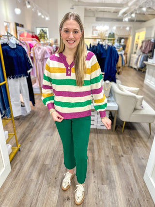 Fat Tuesday Favorite Stripe Sweater - Everyday EDEN Boutique & Gifts