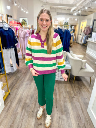 Fat Tuesday Favorite Stripe Sweater - Everyday EDEN Boutique & Gifts