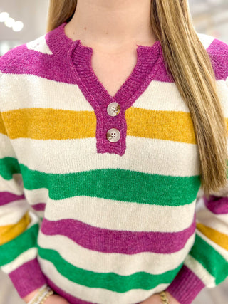 Fat Tuesday Favorite Stripe Sweater - Everyday EDEN Boutique & Gifts