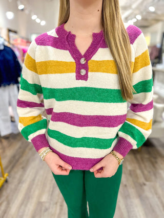 Fat Tuesday Favorite Stripe Sweater - Everyday EDEN Boutique & Gifts