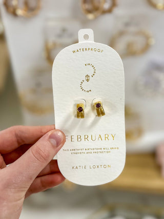 February Amethyst Birthstone Hoop Earrings - Everyday EDEN Boutique & Gifts