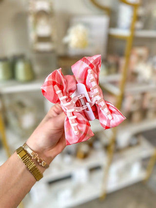 Festive Plaid Mini Satin Bow Claw Clip - Everyday EDEN Boutique & Gifts
