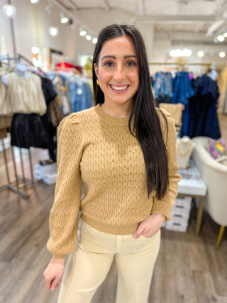 French Beige Scalloped Edge Detail Lightweight Long Sleeve Top - Everyday EDEN Boutique & Gifts