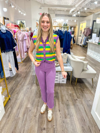 French Quarter Stripe Button Sweater Vest - Everyday EDEN Boutique & Gifts