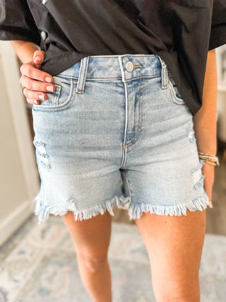 Freya Fray Light Wash Boyfriend Denim Shorts - CELLO - Everyday EDEN Boutique & Gifts