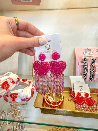 Fuchsia Hearts Afire Fringe Earrings - Everyday EDEN Boutique & Gifts