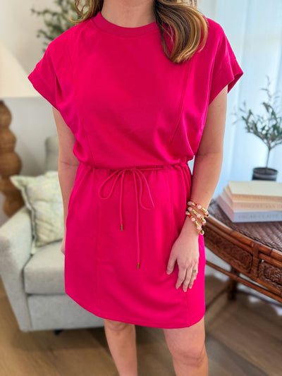 Fuchsia Sweet & Simple Tie Waist Mini Dress - Everyday EDEN Boutique & Gifts