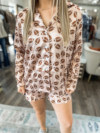 Game Day Silky Satin PJ Short Set - Everyday EDEN Boutique & Gifts