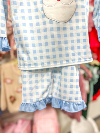 Girls Blue Plaid Santa's In Town Set - Everyday EDEN Boutique & Gifts