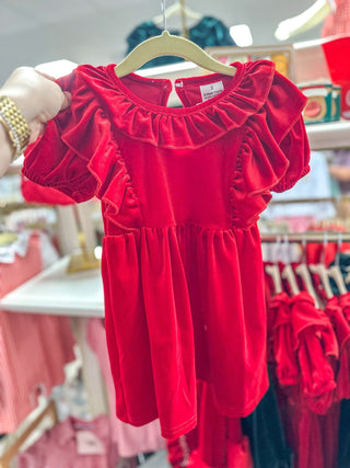 Girls Winter Festive Red Velvet Dress - Everyday EDEN Boutique & Gifts