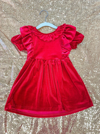 Girls Winter Festive Red Velvet Dress - Everyday EDEN Boutique & Gifts