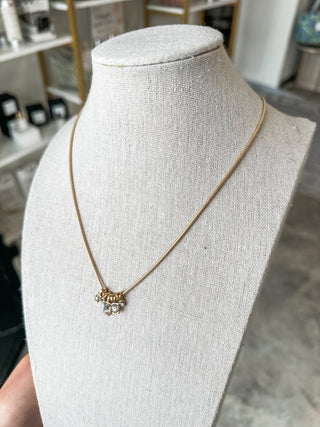 Gold Chain Necklace W/ Clear Rhinestone Charms - Everyday EDEN Boutique & Gifts