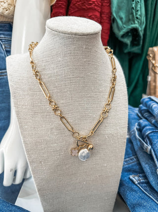 Gold Chain W/ Pearl Clover Charms Necklace - Everyday EDEN Boutique & Gifts