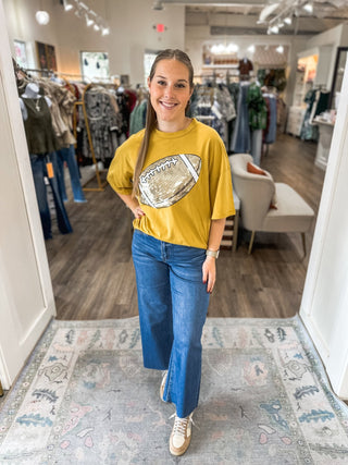 Gold Classic Football Sequin Spirit Oversized Top - Everyday EDEN Boutique & Gifts