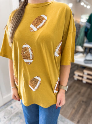 Gold Dazzling Football Top - Everyday EDEN Boutique & Gifts