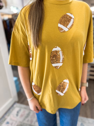 Gold Dazzling Football Top - Everyday EDEN Boutique & Gifts