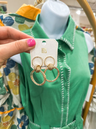 Gold Double Textured 2" Drop Earring - Everyday EDEN Boutique & Gifts