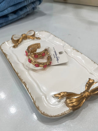 Gold Hoop W/ Pink Studded Accents 1.5" Earring - Everyday EDEN Boutique & Gifts