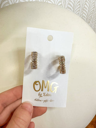 Gold Huggie Baguette Crystal Earrings - Everyday EDEN Boutique & Gifts