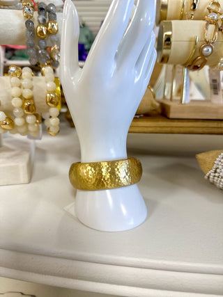 Gold Metal Hammered 1” Hinged Bracelet - Everyday EDEN Boutique & Gifts