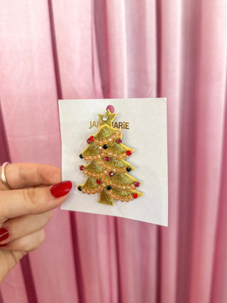 Gold & Multi Beaded Christmas Tree Brooch - Everyday EDEN Boutique & Gifts