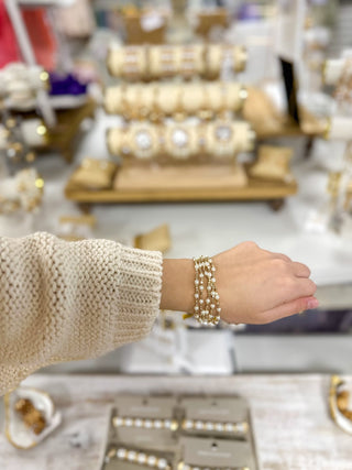 Gold & Pearl Beaded Delicate Darling Bracelet Set of 5 - Everyday EDEN Boutique & Gifts