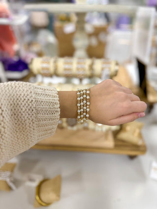 Gold & Pearl Beaded Sunday's Best Bracelet Set of 4 - Everyday EDEN Boutique & Gifts