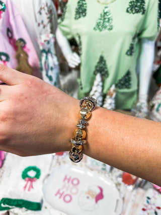 Gold & Silver Beaded Stretch Bracelet - Everyday EDEN Boutique & Gifts