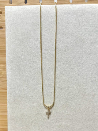 Gold Snake Chain W/ Rhinestone Cross 16” - 18” Necklace - Everyday EDEN Boutique & Gifts