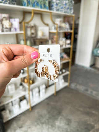 Gold Textured 1.25" Hoop W/ Pearl Accents Earrings - Everyday EDEN Boutique & Gifts