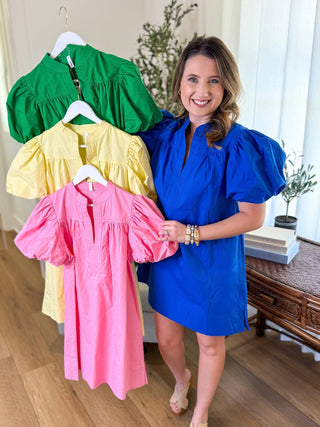 Green Darling Days Puff Sleeve Mini Dress - Everyday EDEN Boutique & Gifts